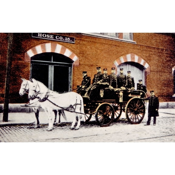 Horse-Drawn Fire Engine History (24 x 18)