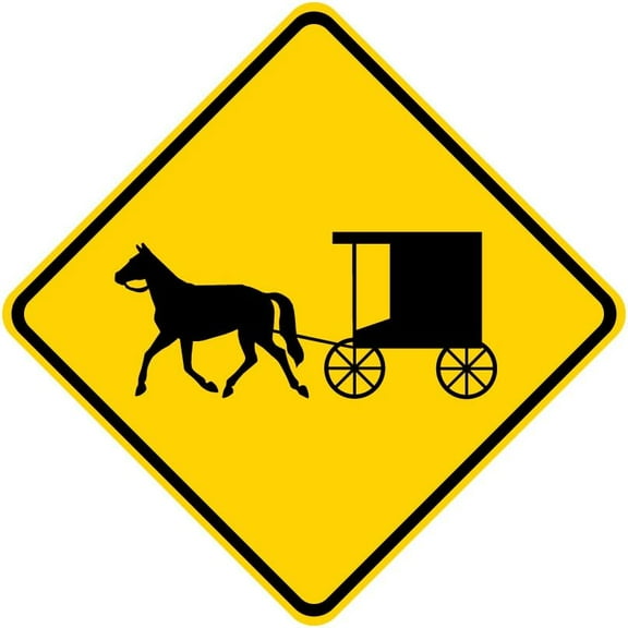 Horse Drawn Vehicle Symbol Warning Sign - 24 x 24 - 3M