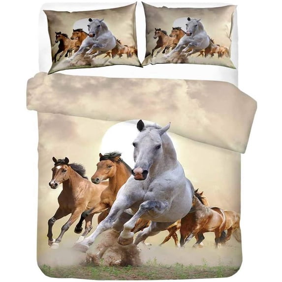 Horse Duvet Cover Set,Bedding Set for Kids and Adult, Home Decor, Full Size
