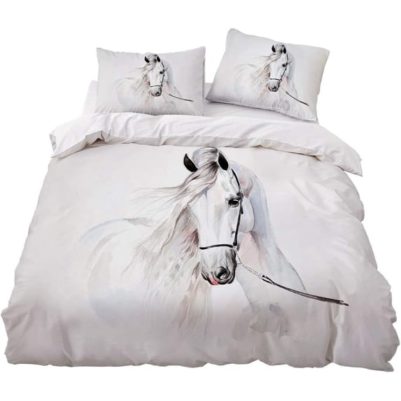 Horse Duvet Cover Set,Bedding Set for Kids and Adult, Home Decor,Twin Size
