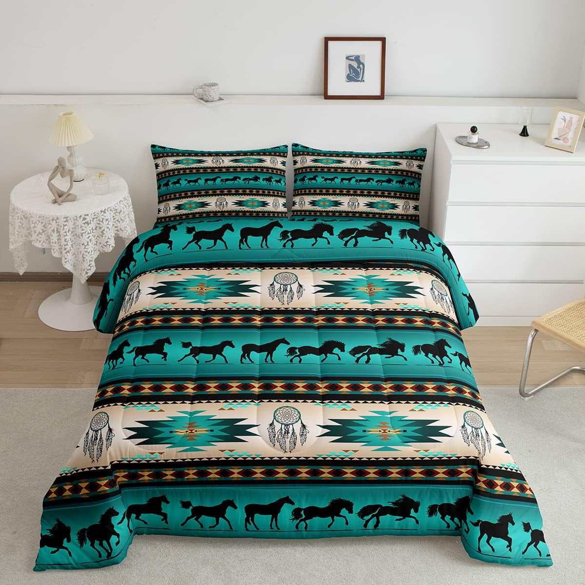 Horse Duvet Insert Dreamcatcher Bedding Set for Boys Child Teens Men