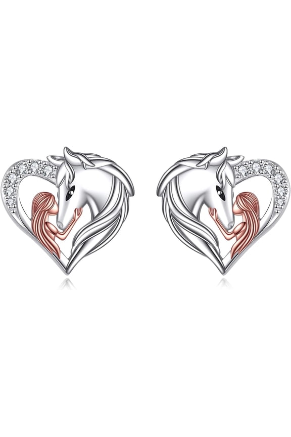 Horse Earrings Sterling Silver Horse Shoe Earrings Equestrian Jewelry for Women Horse Lovers