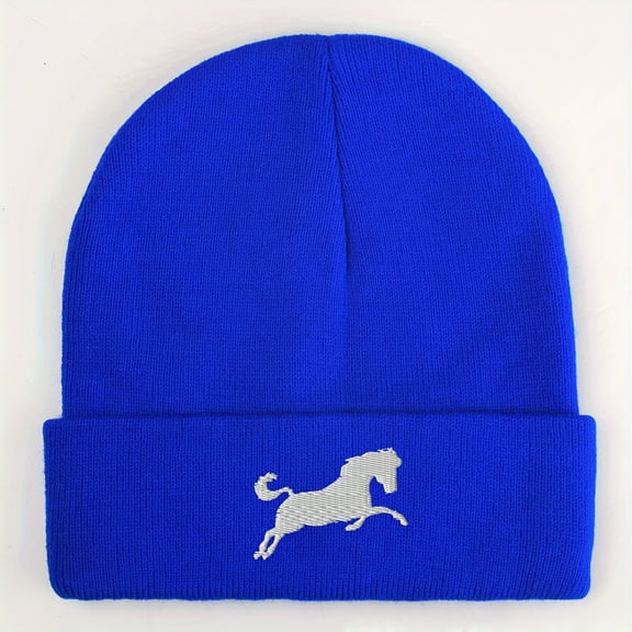 Horse Embroidered Knitted Hat Unisex