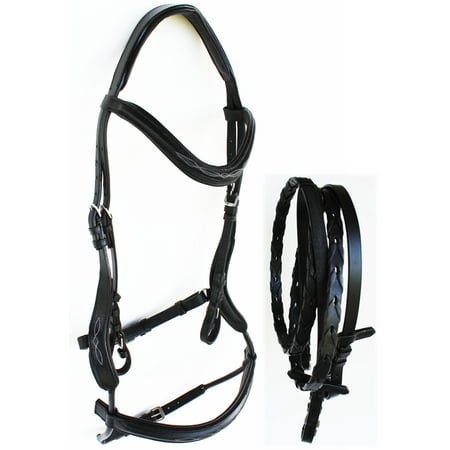 Horse English Leather COB Padded Riding Raised Adjustable Flash Bridle Reins 803S45-C