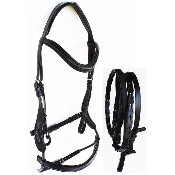 Horse English Leather COB Padded Riding Raised Adjustable Flash Bridle Reins 803S45-C