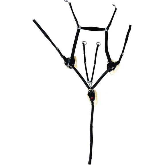 Horse English Padded Leather 5-Point   Breastplate with Original Lamb Faux Fur Padding 803933BKF