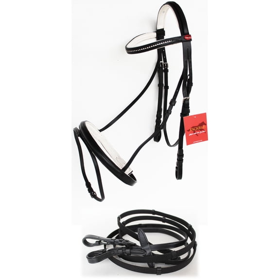 Horse English Padded Leather  Jumping Adjustable Bridle Full 803460WHF