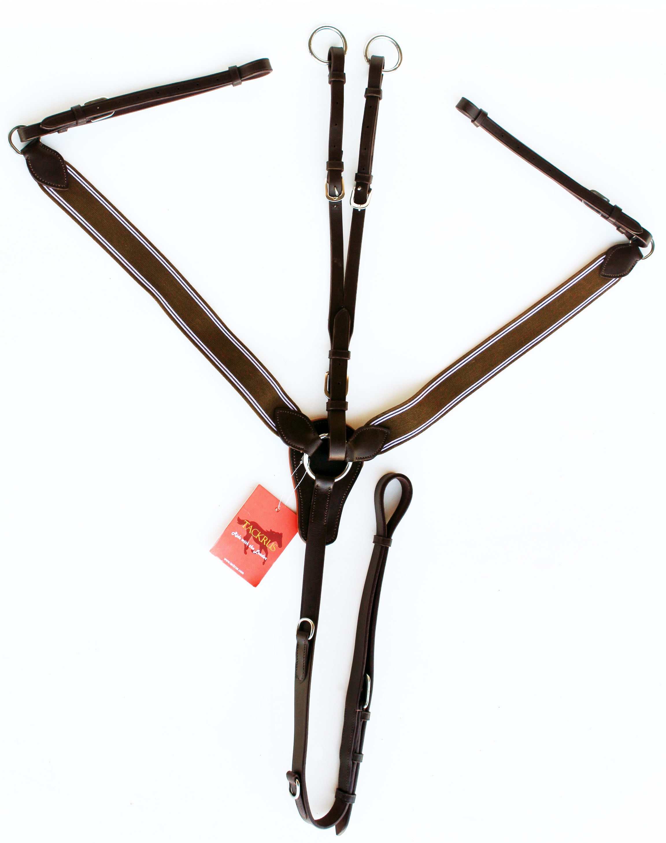 Horse English Padded Leather Riding Tack Stretchable Nylon Brown