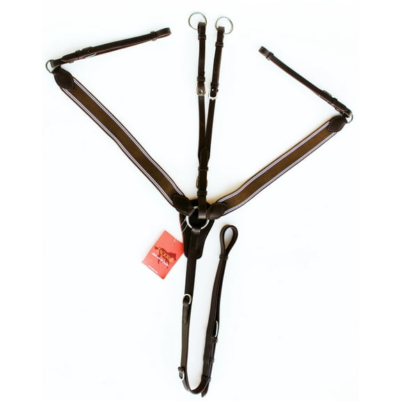 Horse English Padded Leather  Riding Tack Stretchable Nylon Brown  Breastplate 803880CKF
