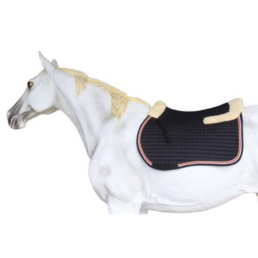 Challenger Horse Contoured Fleece Lined English Saddle Pad - Quilted, Black, 24" Spine X 17" Drop, All-Purpose Riding Pad