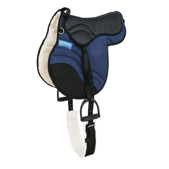 Horse English Western Trail Fleece Padded Adjustable Bareback Saddle Pad Navy 39TS05NV