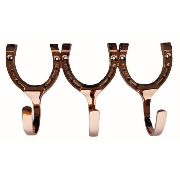 Horse Equestrian Horseshoe Home Decor 3-Hook Wall Mount in Copper Finish 6759CU