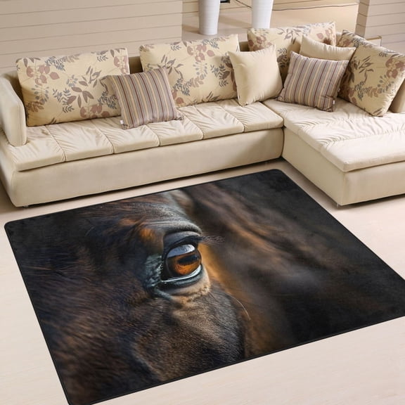 Horse Eye Area Rug Washable 80 x 58 Floor Carpet Mat Non Slip for Bedroom Living Room Home Decor