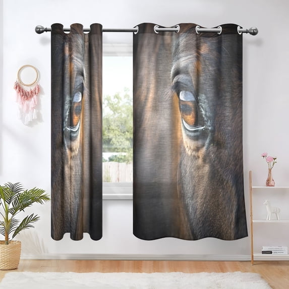 Horse Eye Blackout Curtains Thermal Insulation 63 inch Grommet for Bedroom Living Room Bathroom Kitchen Windows 2 Pack