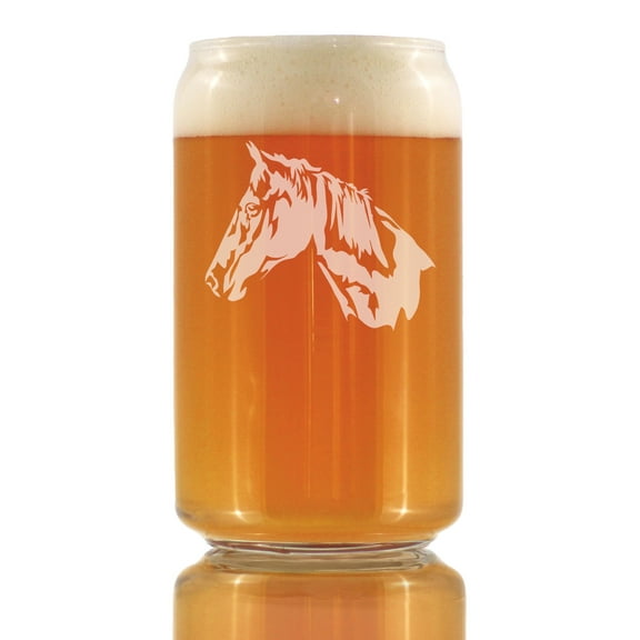 Bevvee Beer Can Pint Glass 16 oz Horse Face Gifts for Horse Enthusiasts Beer Glasses