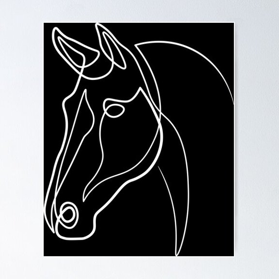 Horse Face One Line Art Poster Wall Art, Modern Wall Decor For Living Room Bedroom, 8x12 UNFRAMED