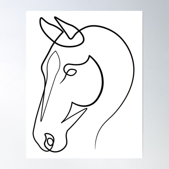 Horse Face One Line Art Poster Wall Art, Modern Wall Decor For Living Room Bedroom, 8x12 UNFRAMED