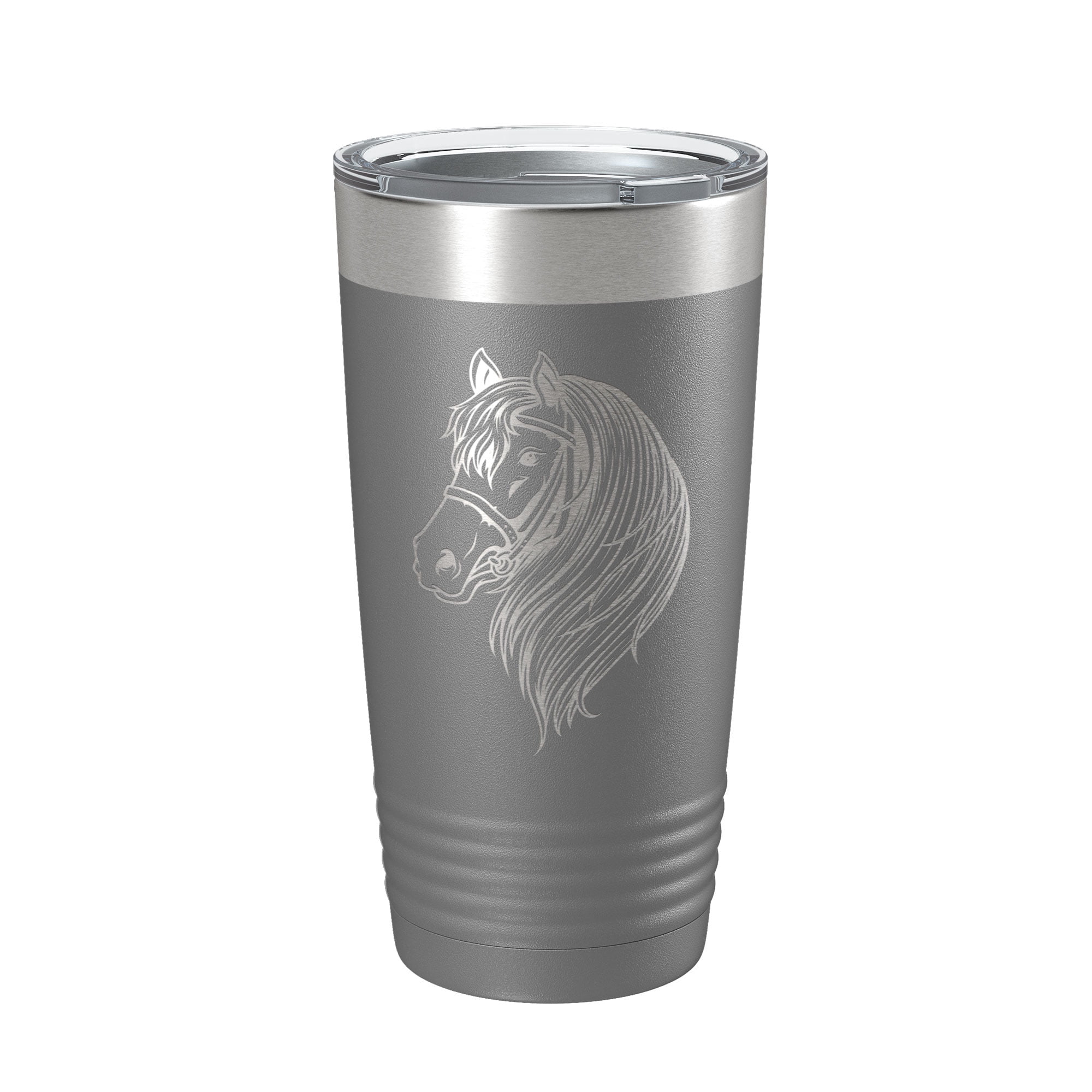 Horse Face Tumbler Horseback Rider Travel Mug Equestrian Gift Insulated Laser Engraved Coffee Cup Horse Lover Farmer 20 oz Dark Gray