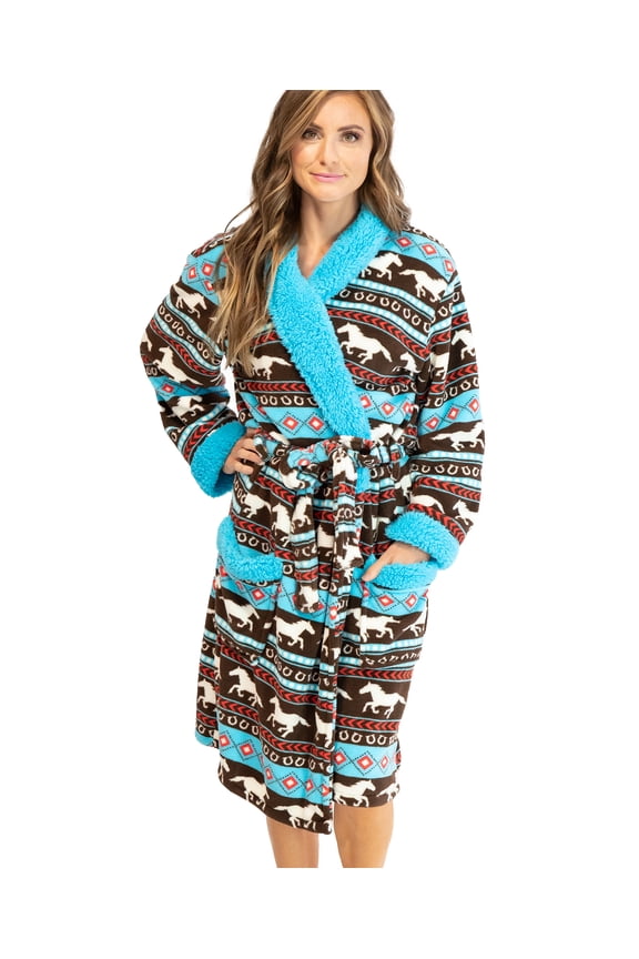 Horse Fair Isle Lazy One Ultra-Cozy Bathrobes for Women (S/m)