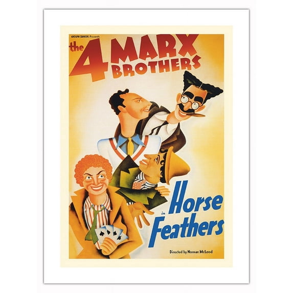 Horse Feathers - Starring The Marx Brothers - Vintage Film Movie Poster by Constantin Alajalov c.1937 - Fine Art Matte Paper Print (Unframed) 18x24in