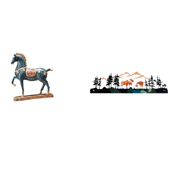 Horse Figurine Animal Sculpture Wall Sculpture Resin and Metal Design for Home Office Living Room Decor