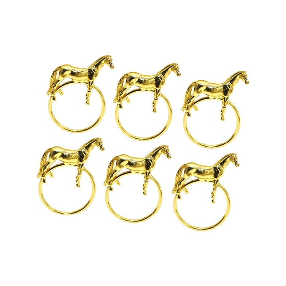 Horse Figurine Napkin Rings for Festives Event Christmas Wedding Banquet Parties Dining Table Napkin Buckle 6 Piece Set