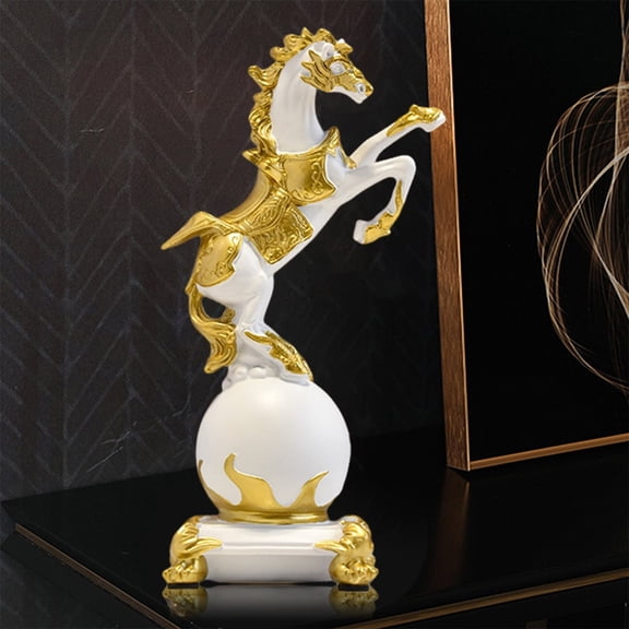 Horse Figurines Home Decor, Standing Horse Resin Statue, 4.5x8.4Inch Horse Art Figurine Decorative, Desk Bookshelf Horse Figurines, Standing Horse Sculpture Ornaments White