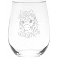 thumbnail image 1 of C&M Personal Gifts 17 oz Horse Floral Wreath Design Stemless Wine Glass, 1 of 5