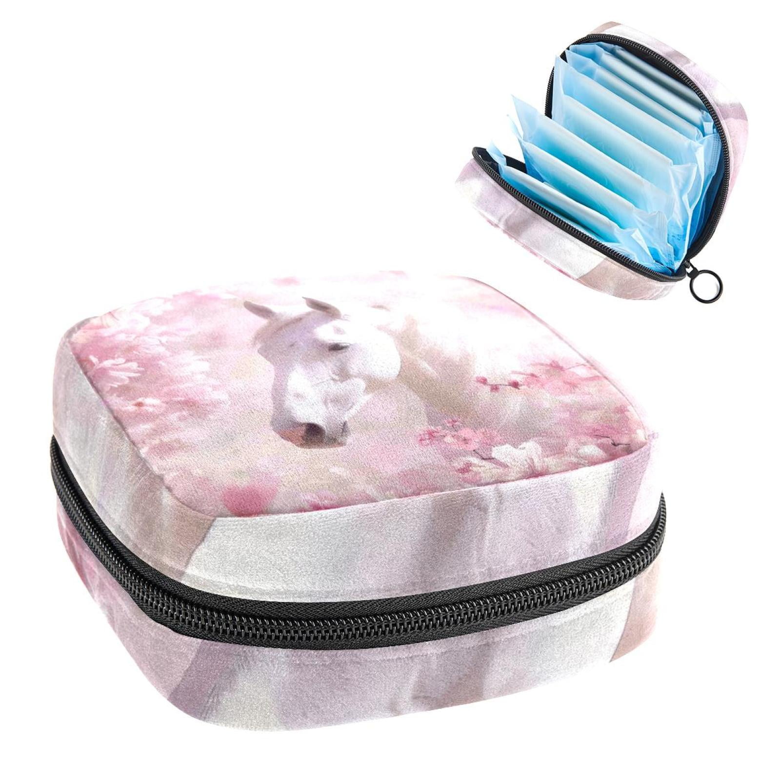 Horse Flower Sanitary Napkin Storage Bag Feminine Menstrual Cup Pouches 