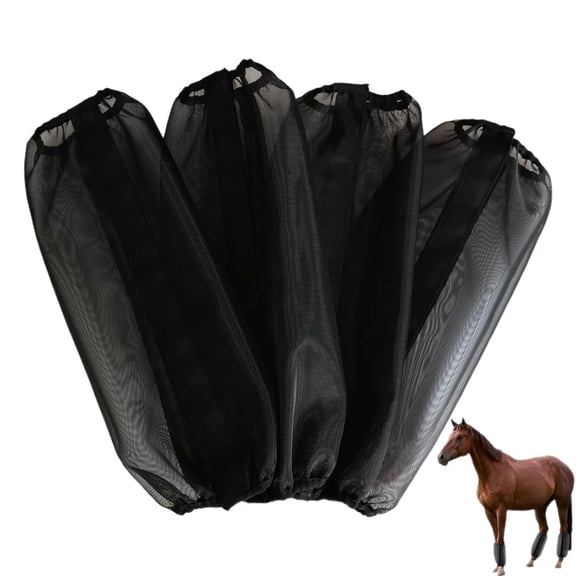 Horse Fly Boots Set of 4, Breathable Mesh Equine Leg Wraps for Summer Protection, Adjustable & Stay Up Design