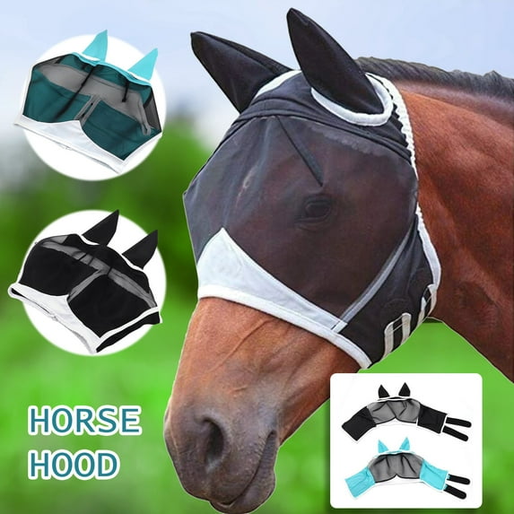 Horse Fly Mask with Ears, Breathable Mesh Horse Head Protection, Detachable Ears, Stretchable Skin-Friendly Fabric, Lightweight & Tear-Resistant, Horse Eye Shield for Comfortable All-Day Wear