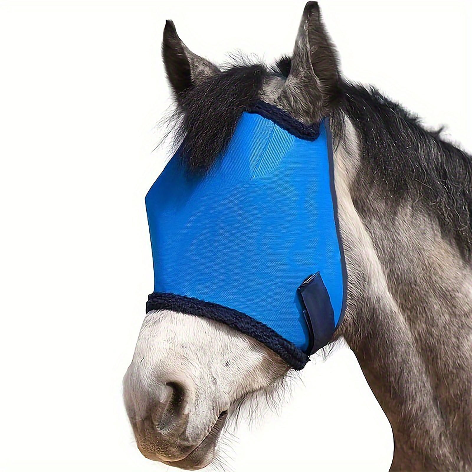 Mini Draft Horse Fly Mask with Ears, Full Face Fine Mesh UV Protection Fly Mask ...