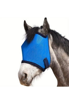 Horse Fly Mask with Ears, Full Face Fine Mesh UV Protection Fly Mask for Horses, Adjustable Breathable Insect Shield for Pony, Miniature, Draft, Cob & Arabian Horses, Size 30 x 15.35 Inches