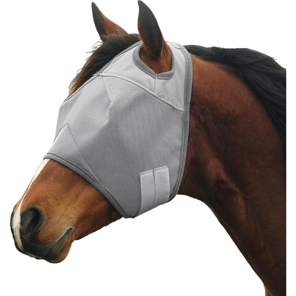 Horse Fly Mask, Elasticity Fly Mask UV Protection for Horse, Grey (Standard)