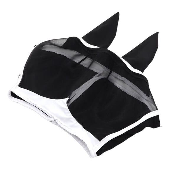 Horse Fly Mask with Mesh - Breathable Face Cover with Adjustable Straps for Indoor Outdoor Use,B,105X52X28CM