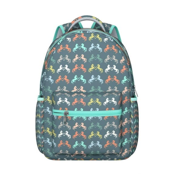 Horse Foal Pony Wild Horse Farm Student School Backpack Floral Unicorn Retro Rural Cute Rainbow Print Pattern Book Bag