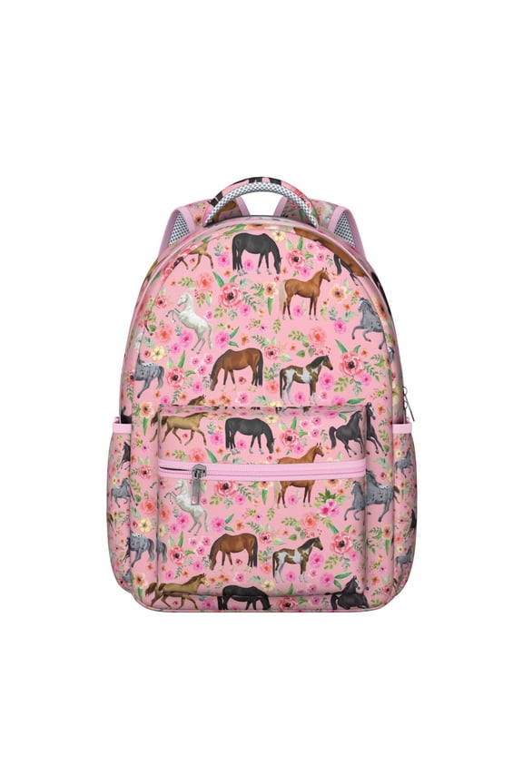 Horse Freedom Backpack - Waterproof School Bag with Wild Mustang Graphics - Trendy Bookbag for Equestrian Loving High Schoolers