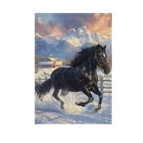 Horse Galloping in Snow Garden Flag 12X18 Double Sided Yard Flags for Outside Outdoor All Seasonal Decoration