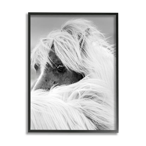 Horse Gazing Windblown Mane Animals & Insects Photograph Black Framed Art Print Wall Art