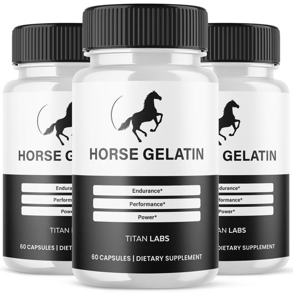 Horse Gelatin Advanced Formula Natural Supplement Pills for Max Strength HorseGelatin 180 Capsules