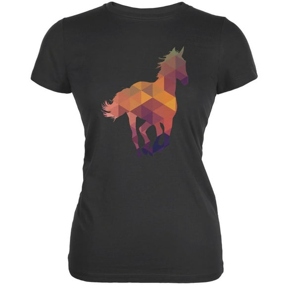 Horse Geometric Grey Juniors Soft T-Shirt