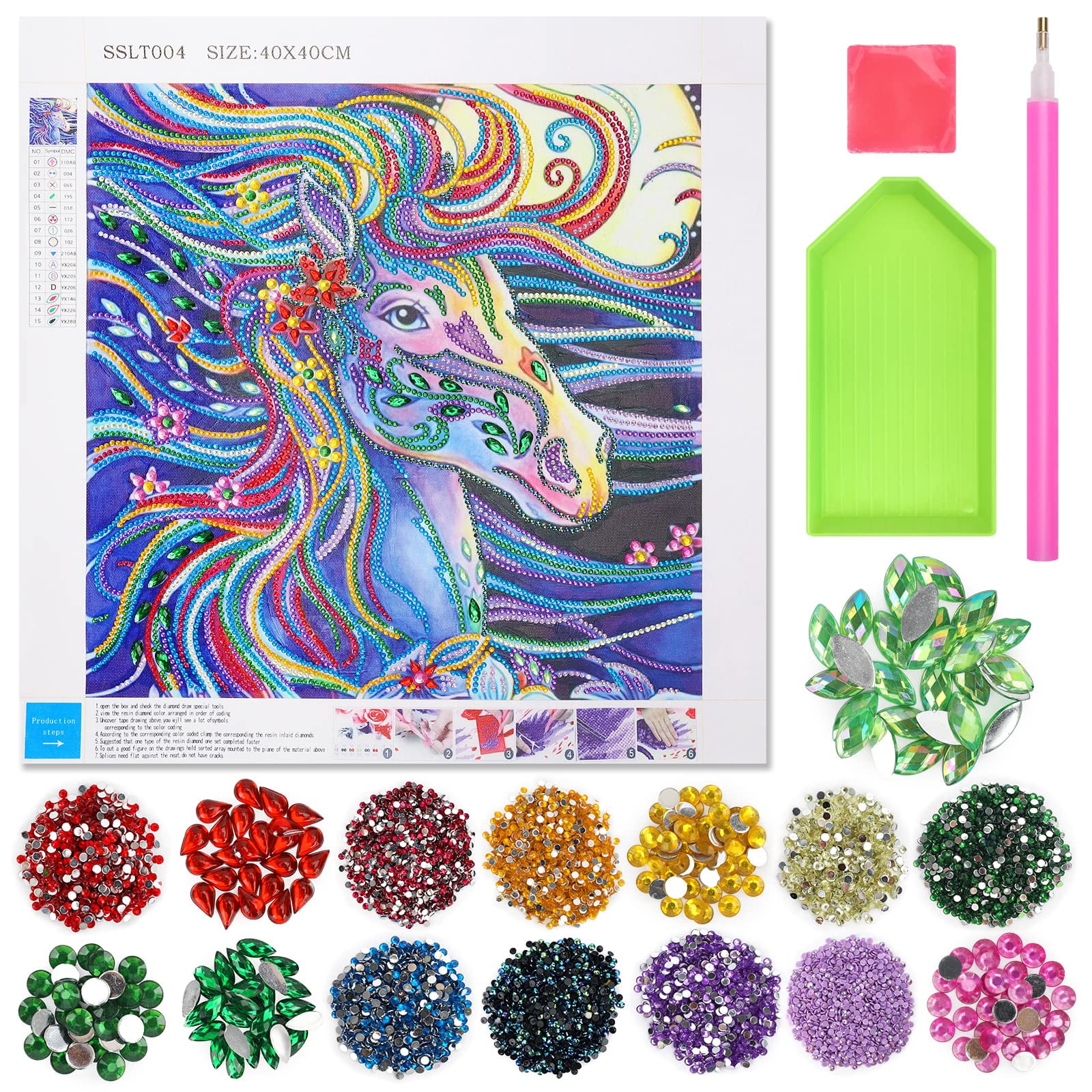 Horse Diamond Painting Art Kits for Adults and Kids,5D Diamond Painting Horse Kits for Adults and Kids, Diamond Art Horse Kits for Home Wall Decor