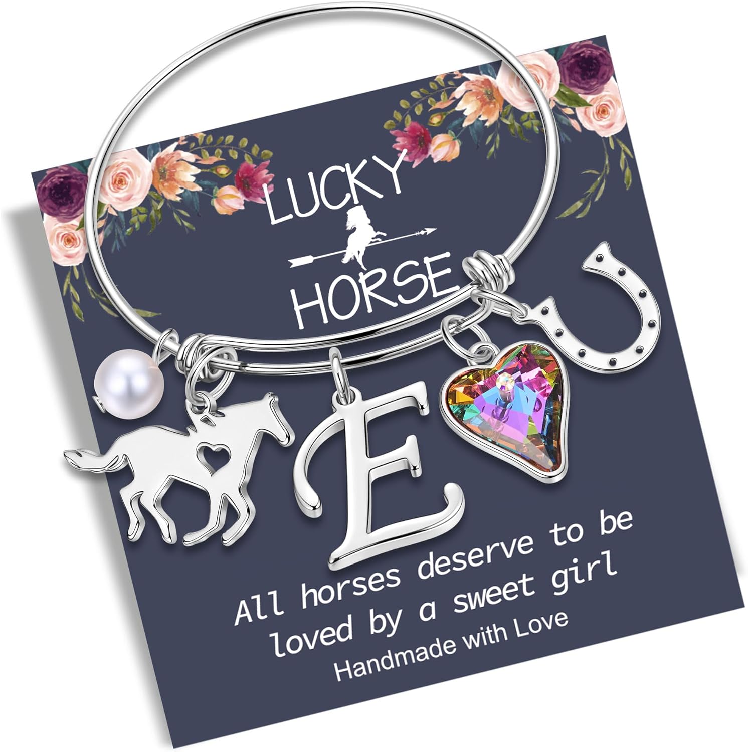 Horse Gifts For Girls - Horse Bracelets, 14K White/Rose Gold Plated ...
