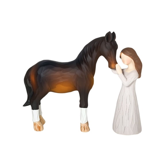Horse Gifts for Girls Women - Girl Embraces Horses Figurine Gifts for Horse Lovers Women Sculpted Hand-Painted Resin Horses Stuff Cowgirl Equestrian Decor