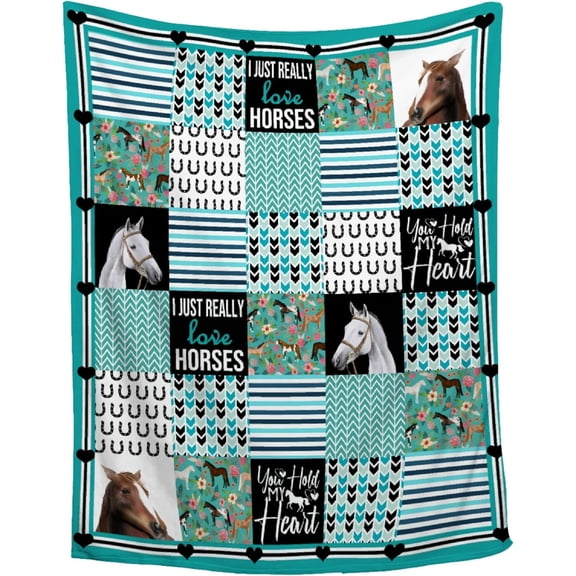 Horse Gifts for Girls Women Throw Blanket - Ultra Soft & Plush, Lightweight & Cozy, Breathable Horse Flower Bed Blanket - Animal Lovers, Available in 5 Sizes