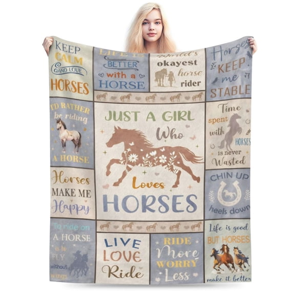 Horse Gifts for Women, Horse Blanket, Christmas Birthday Gifts for Horse Lovers, Equestrian Present for Women Throw 50x40