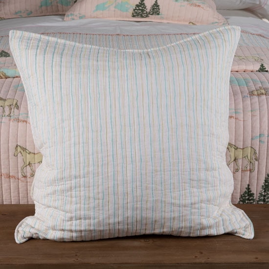 Horse Girls Pink Woodland Ponies Striped Euro Sham