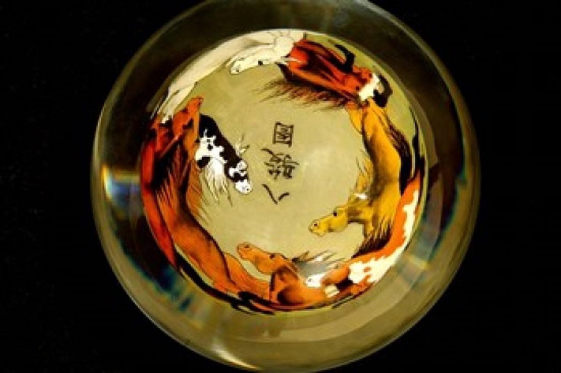 Horse Globe Chinese Handicrafts China Canvas Art - Cindy Miller Hopkins DanitaDelimont (34 x 23)