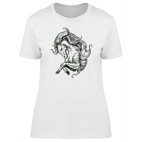 Horse Hand Drawn Sketch T-Shirt Women -Image by Shutterstock, Female XX-Large
