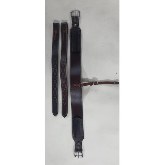 Horse Handcrafted Plain Oiled Brown Leather Back Cinch Rear Flank Saddle Cinch Girth with Billets